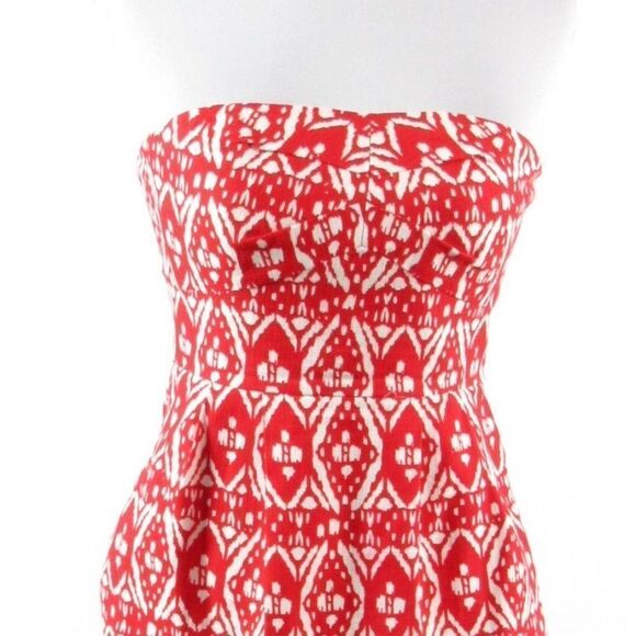 J. Crew red cotton strapless dress 2 - Picture 2 of 8